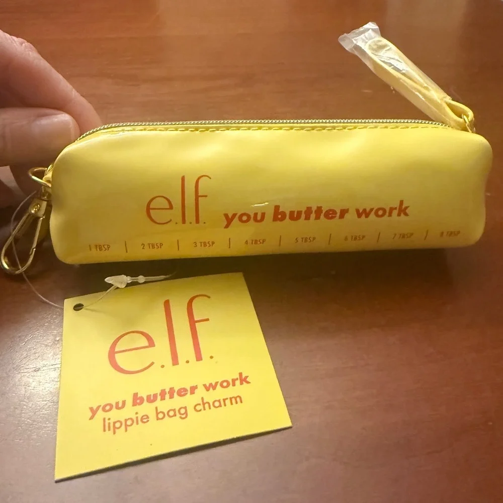 e.l.f. You Butter Work lippie bag charm yellow stick NEW mini makeup pouch - Picture 2 of 8